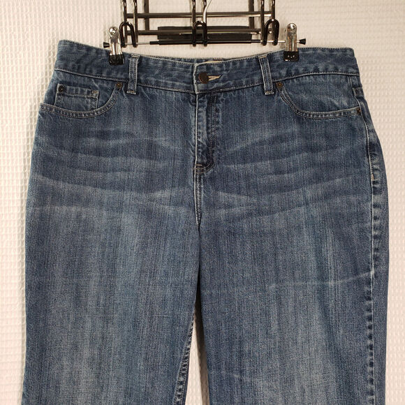 L.L. Bean Jeans Womens 16 Regular Blue Denim Straight Leg Cotton Dark Wash - Picture 12 of 16